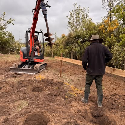 The piles being bored for Dumblane Geodome, Hanmer Glamping