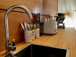 Dumblane GeoDome kitchen with coffee machine
