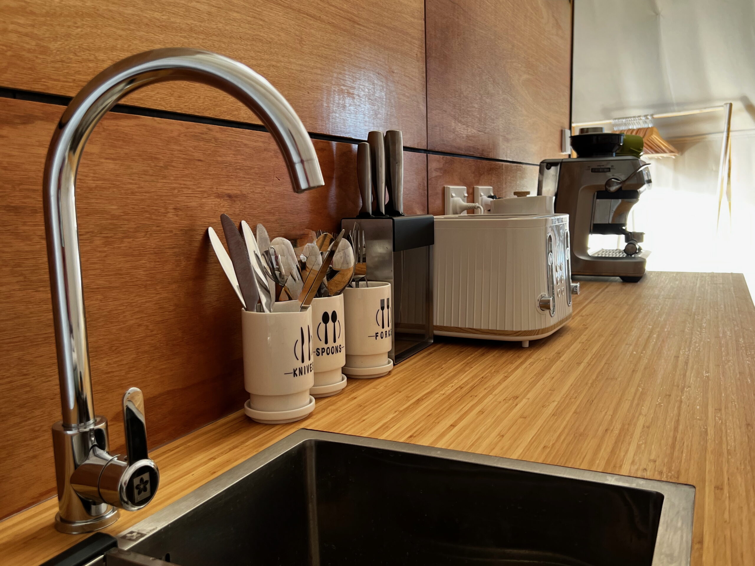 Dumblane GeoDome kitchen with coffee machine