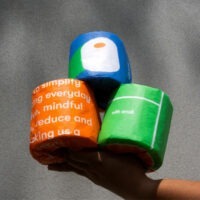 With Small environmentally friendly toilet paper